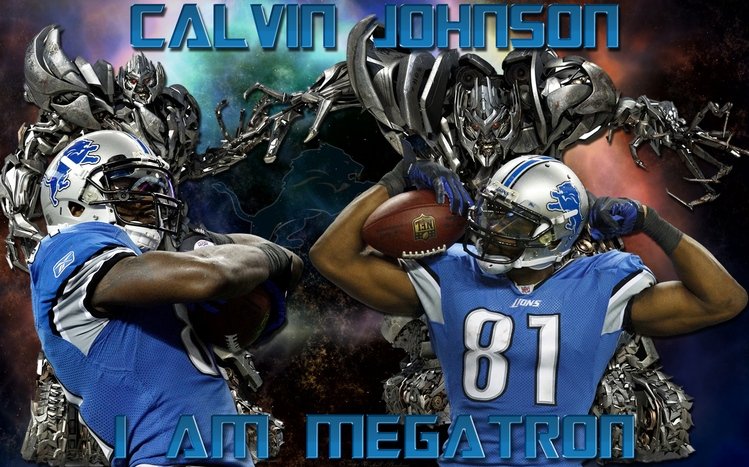 CALVIN JOHNSON CUSTOM DETROIT LIONS JERSEY MEGATRON HOF