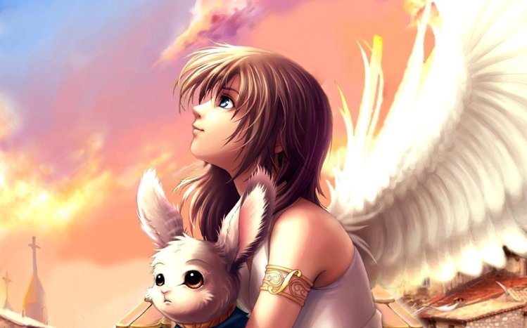 Download A tender angel in white Wallpaper | Wallpapers.com