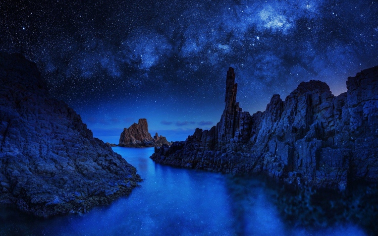 Blue Starry Night Wallpaper